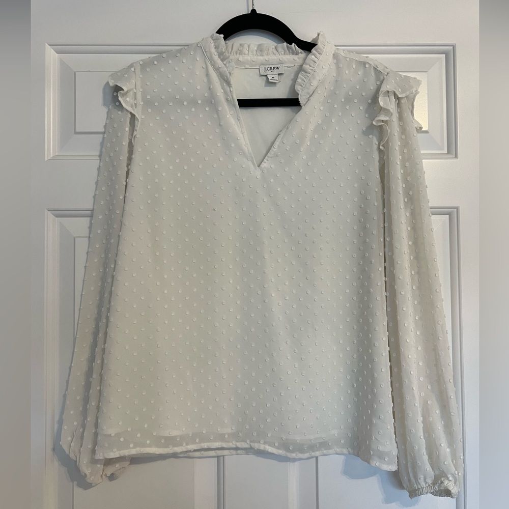 JCrew White polka dotted blouse